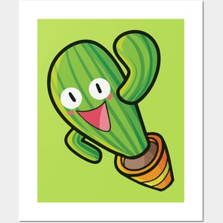 Funny cactus pot with happy face Posters and Art